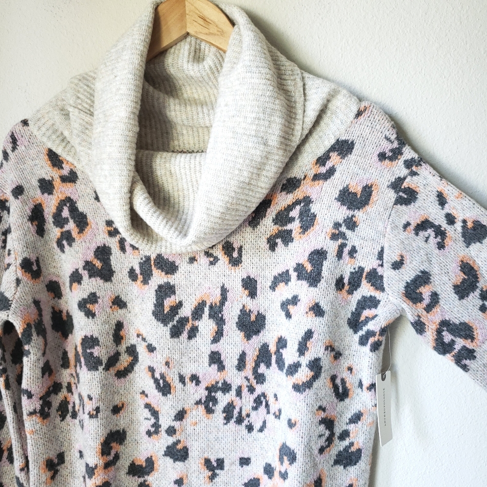 Anthropologie | Emmy Cowl Neck Leopard Print Tunic Sweater - Picture 14 of 16
